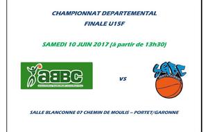 U15F : SAMEDI 10 JUIN 2017 FINALE CHAMPIONNAT