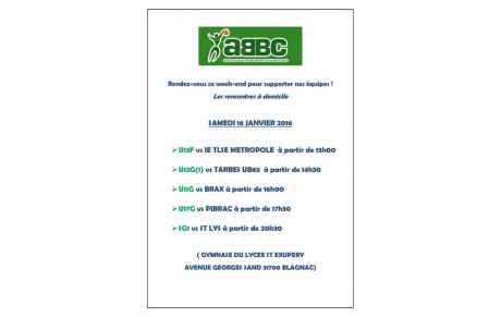 WEEK END DU 15/01 : LES MATCHES A DOMICILE