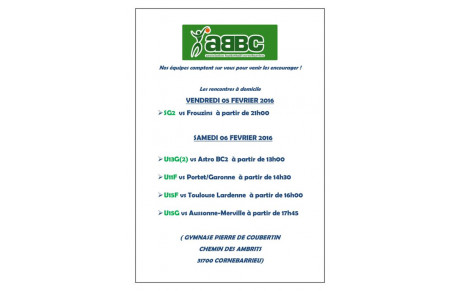 WEEK END DU 05/02/2016: LES MATCHES A DOMICILE