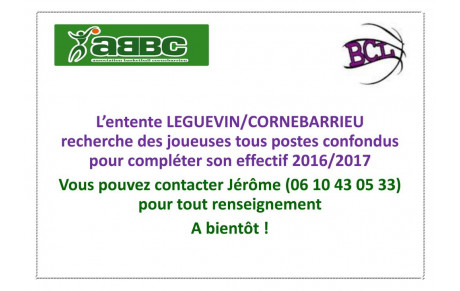 SENIOR FILLES : RECRUTEMENT SAISON 2016/2017