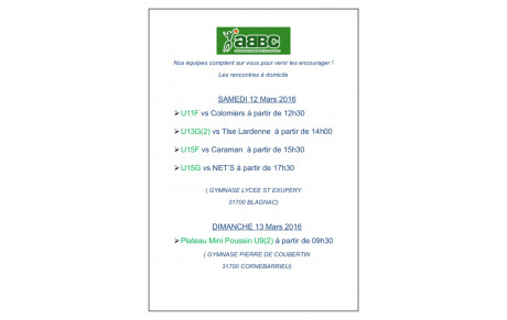 WEEK END DU 12/03/2016 : LES RENCONTRES A DOMICILE