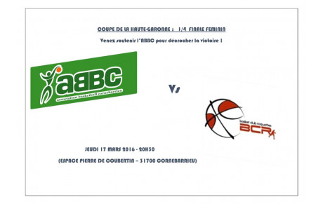 17 MARS 2016 : 1/4 FINALE FEMININE COUPE HAUTE GARONNE