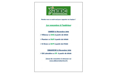 WEEK END DU 12/11 : LES RENCONTRES A L'EXTERIEUR
