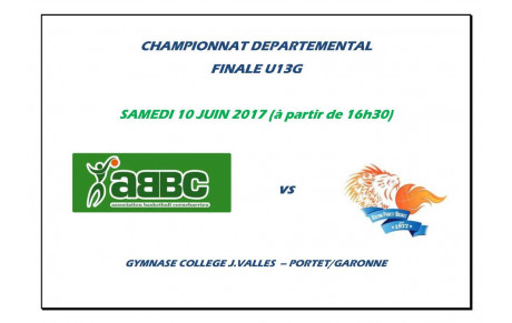 U13G : SAMEDI 10 JUIN FINALE CHAMPIONNAT