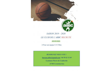 SAISON 2019/20 RECRUTEMENT JOUEUSES U15F