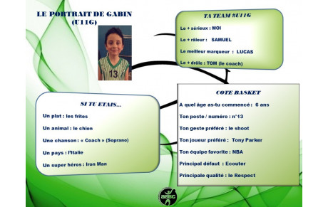 LE PORTRAIT DU JOUR : GABIN (U11G)