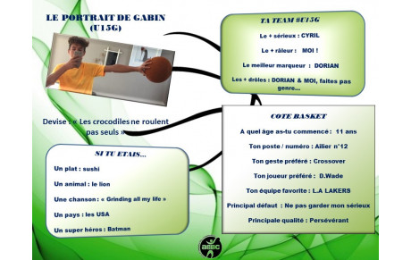 LE PORTRAIT DU JOUR : GABIN (U15G)