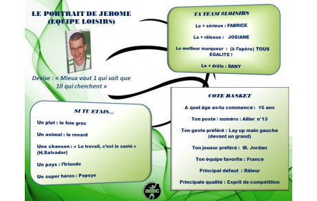 LE PORTRAIT DU JOUR : JEROME (LOISIRS)
