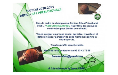 SF1 : RECRUTEMENT SAISON 2020-2021