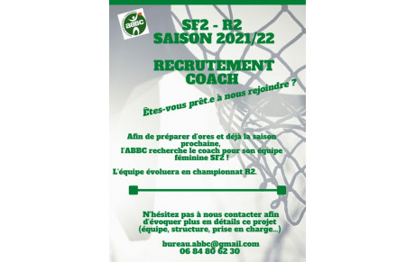 SAISON 2021-22 : RECHERCHE ENTRAINEUR SF2