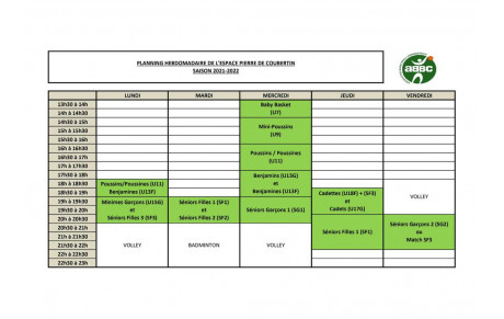 SAISON 2021-2022 REPRISE IS COMING : PLANNING DES ENTRAINEMENTS