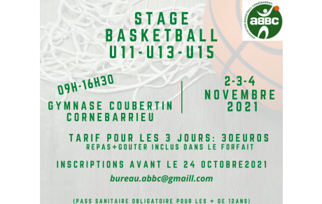 02-03-04 NOVEMBRE 2021 : STAGE U11 U13 U15